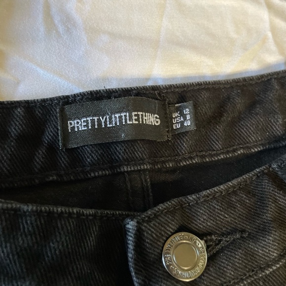 Pretty Little Thing Washed Black High Waist Straight Leg Jeans - Picture 5 of 9